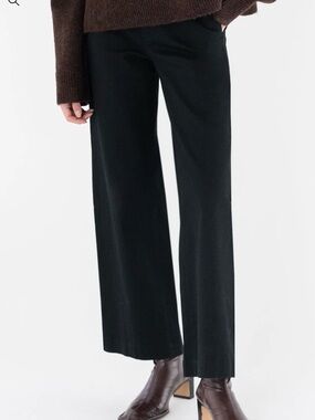 Oak+Fort REGULAR LENGTH TWILL WIDE LEG PANT - black - XS